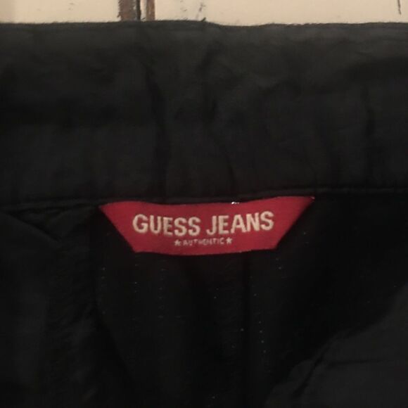 Vintage Guess size 27 wide leg Bermuda shorts pin striped black - Picture 7 of 9